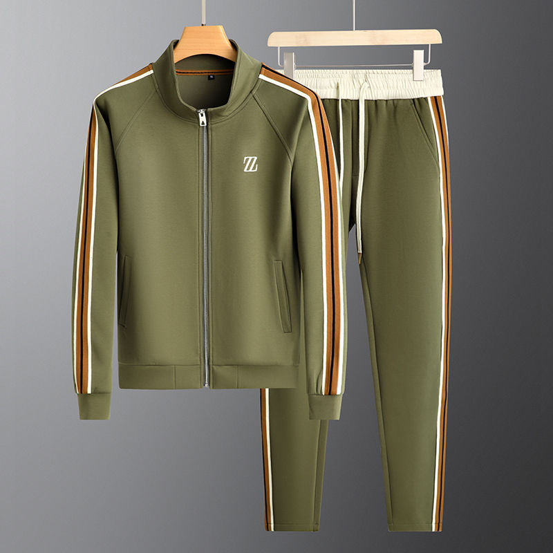 Men's Knit Tracksuit with Zip Jacket and Stripe Trim 2