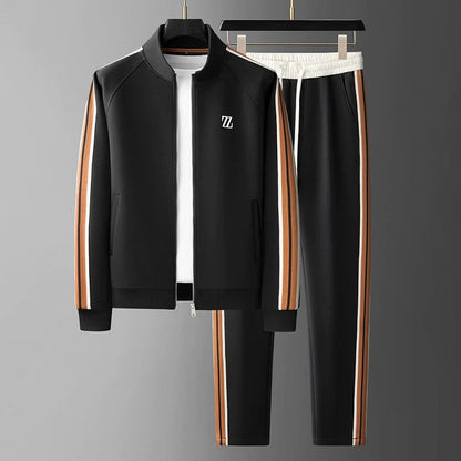 Men's Knit Tracksuit with Zip Jacket and Stripe Trim 4