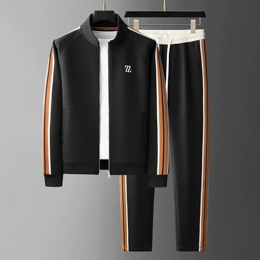 Men's Knit Tracksuit with Zip Jacket and Stripe Trim 4