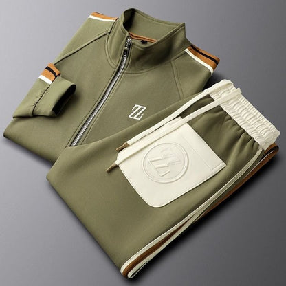 Men's Knit Tracksuit with Zip Jacket and Stripe Trim 6