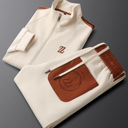 Men's Knit Tracksuit with Zip Jacket and Stripe Trim 7