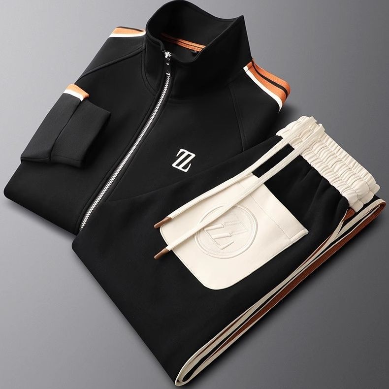 Men's Knit Tracksuit with Zip Jacket and Stripe Trim 8