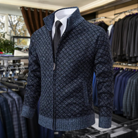 Men's Knit Zip-Up Sweater with Stand Collar and Pockets 0