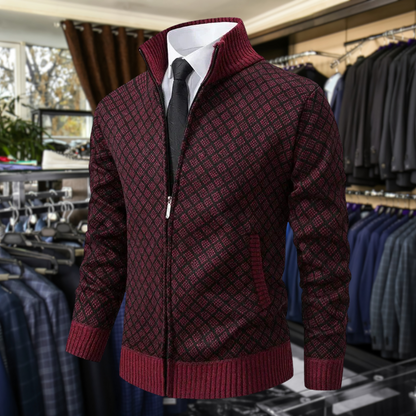 Men's Knit Zip-Up Sweater with Stand Collar and Pockets 3