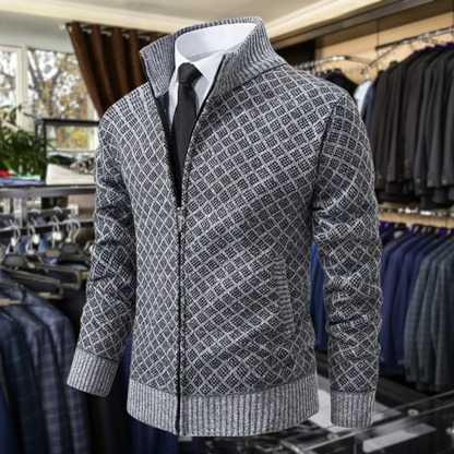 Men's Knit Zip-Up Sweater with Stand Collar and Pockets 4