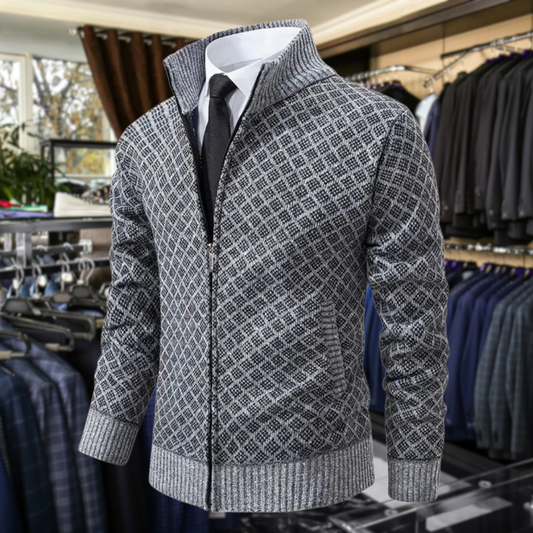 Men's Knit Zip-Up Sweater with Stand Collar and Pockets 4