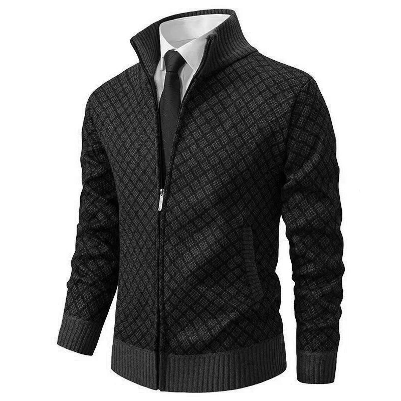 Men's Knit Zip-Up Sweater with Stand Collar and Pockets 5
