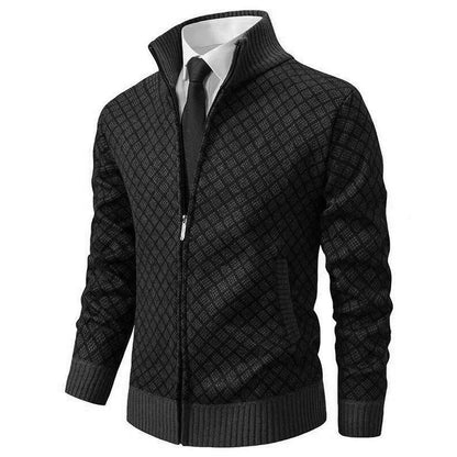Men's Knit Zip-Up Sweater with Stand Collar and Pockets 5