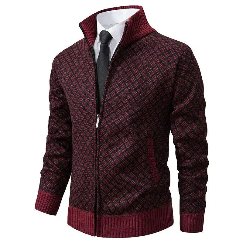 Men's Knit Zip-Up Sweater with Stand Collar and Pockets 6