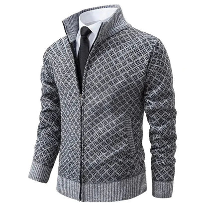 Men's Knit Zip-Up Sweater with Stand Collar and Pockets 7