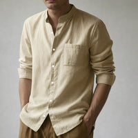 Men's Linen Cotton Blend Long-Sleeve Shirt 0