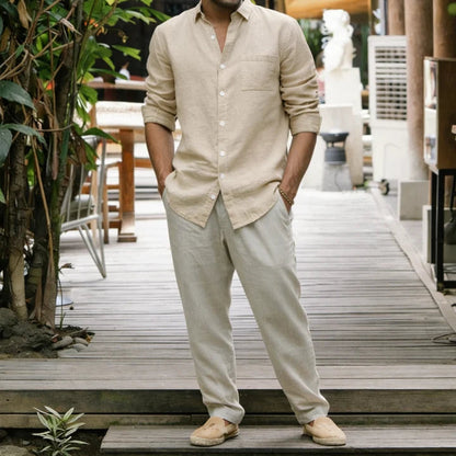 Men's Linen Cotton Blend Long-Sleeve Shirt 2