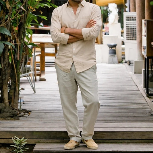 Men's Linen Cotton Blend Long-Sleeve Shirt 3
