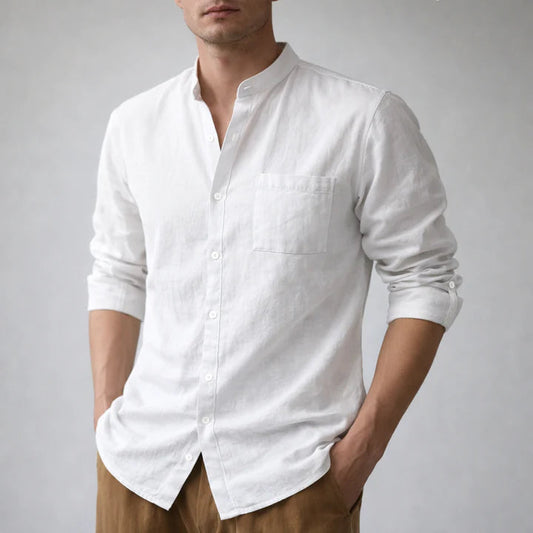 Men's Linen Cotton Blend Long-Sleeve Shirt 4