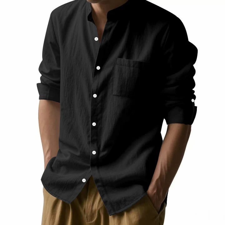 Men's Linen Cotton Blend Long-Sleeve Shirt 5