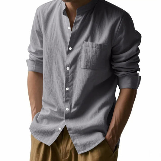 Men's Linen Cotton Blend Long-Sleeve Shirt 8