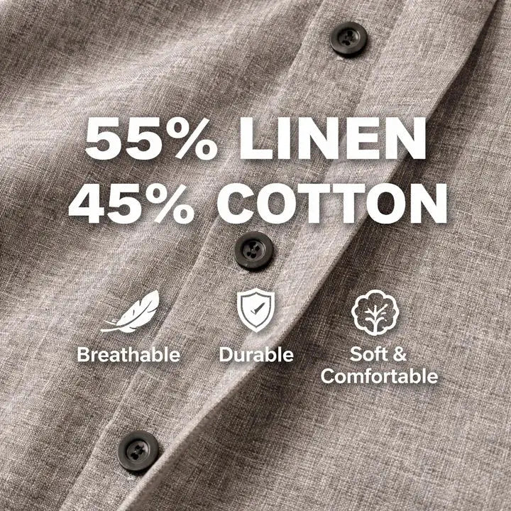 Men's Linen Cotton Blend Short Sleeve Shirt 1