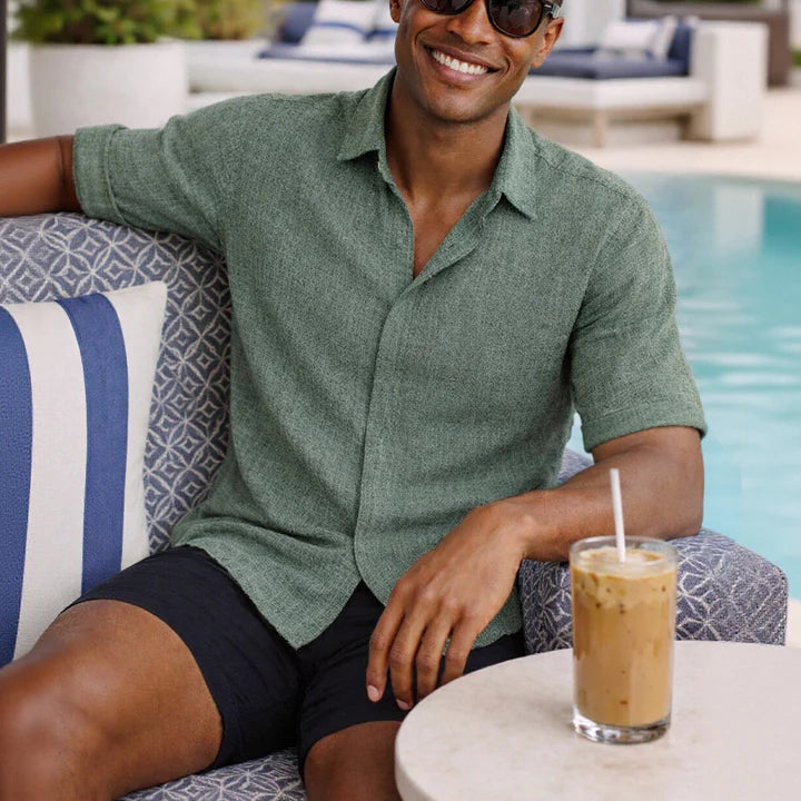 Men's Linen Cotton Blend Short Sleeve Shirt 2