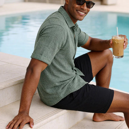 Men's Linen Cotton Blend Short Sleeve Shirt 4