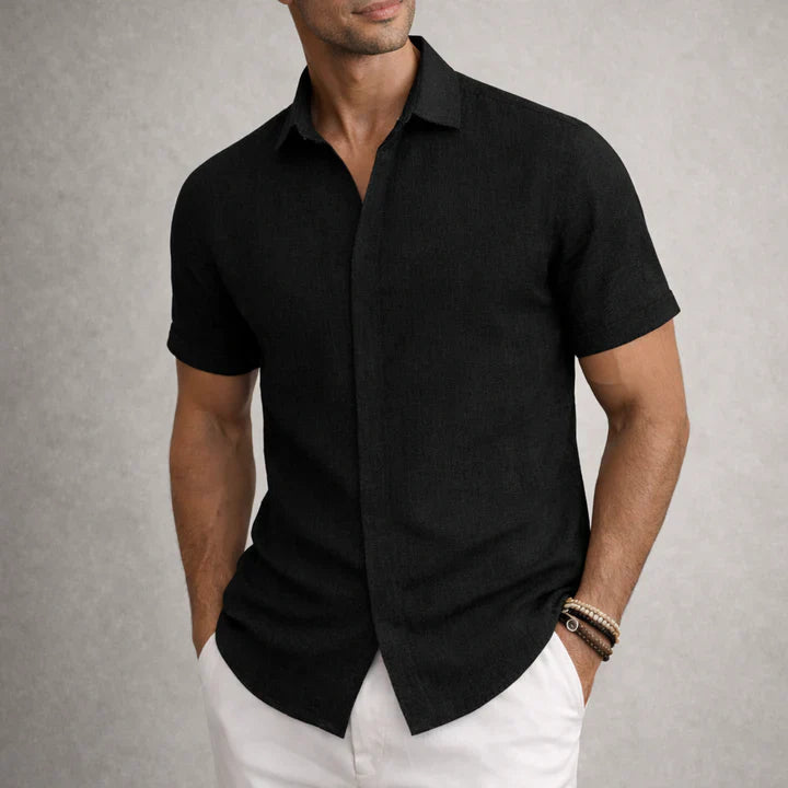 Men's Linen Cotton Blend Short Sleeve Shirt 7
