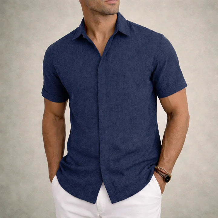 Men's Linen Cotton Blend Short Sleeve Shirt 8