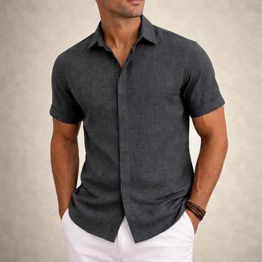 Men's Linen Cotton Blend Short Sleeve Shirt 9