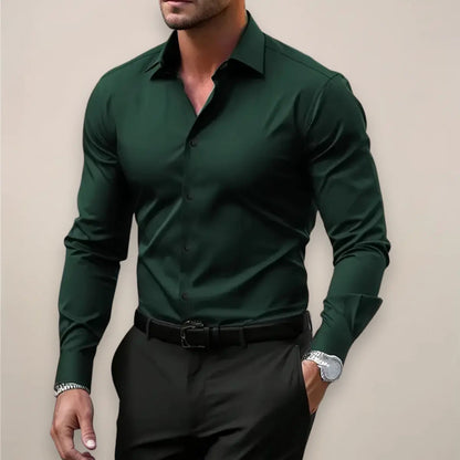 Men’s Long-Sleeve Shirt – Classic Notched Collar, Versatile Smart Style 2