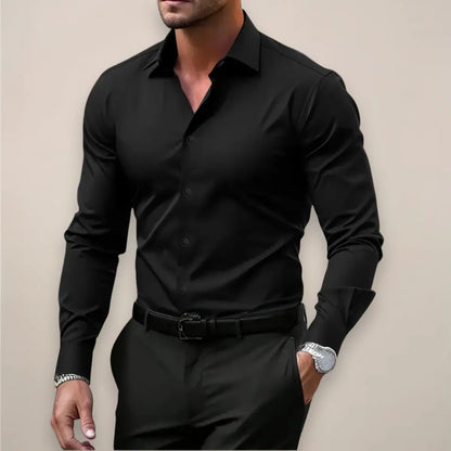 Men’s Long-Sleeve Shirt – Classic Notched Collar, Versatile Smart Style 5