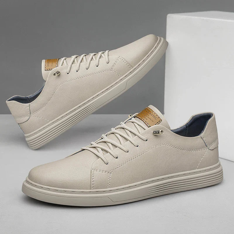 Men's Low-Top Faux Sneakers with Lace-Up and Stitched Panels 0