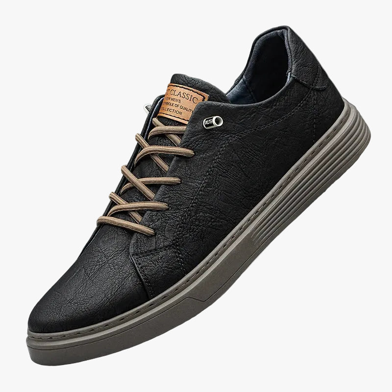 Men's Low-Top Faux Sneakers with Lace-Up and Stitched Panels 1