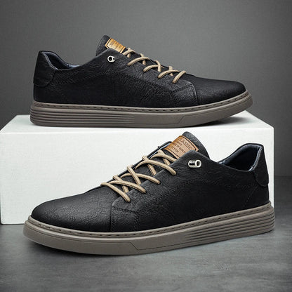 Men's Low-Top Faux Sneakers with Lace-Up and Stitched Panels 2