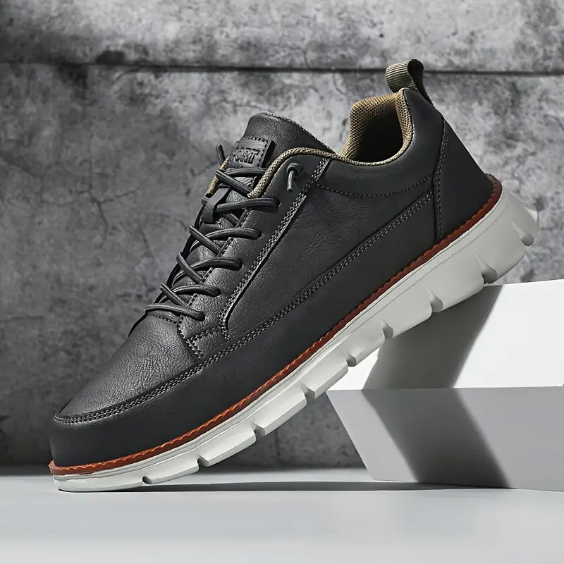 Men's Low-Top Synthetic Sneakers with Side Zipper and Lug Sole 2