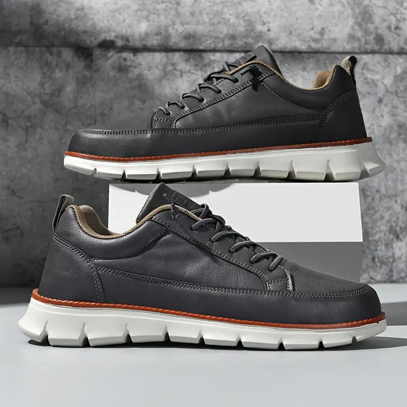 Men's Low-Top Synthetic Sneakers with Side Zipper and Lug Sole 7
