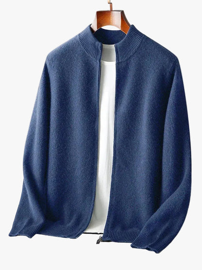 Men's Merino Cardigan with Full Zip and Mock Neck 0
