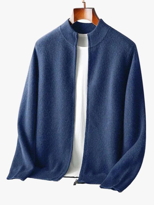 Men's Merino Cardigan with Full Zip and Mock Neck 0