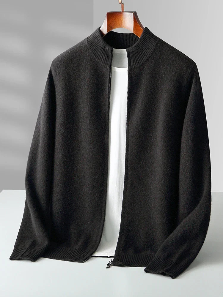 Men's Merino Cardigan with Full Zip and Mock Neck 3