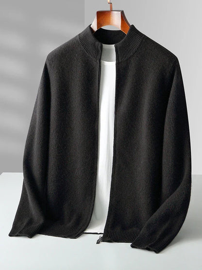 Men's Merino Cardigan with Full Zip and Mock Neck 3