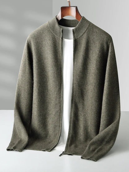 Men's Merino Cardigan with Full Zip and Mock Neck 4