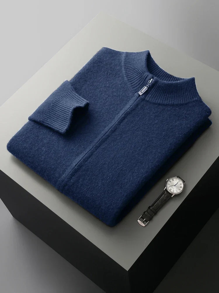 Men's Merino Cardigan with Full Zip and Mock Neck 6
