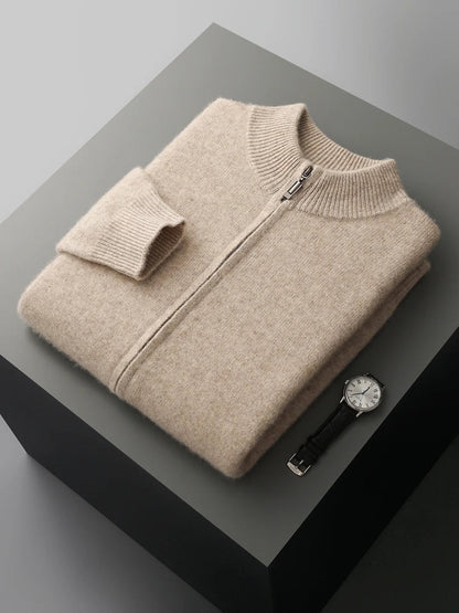 Men's Merino Cardigan with Full Zip and Mock Neck 7