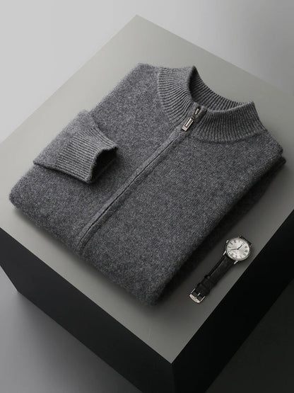 Men's Merino Cardigan with Full Zip and Mock Neck 8
