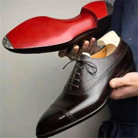 Men's Oxford Shoes with Lace-Up Closure and Cap Toe 0