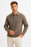 Men's Polo Sweater Cotton Blend Classic Knit Pullover with Structured Collar 0