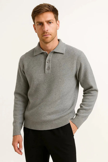 Men's Polo Sweater Cotton Blend Classic Knit Pullover with Structured Collar 1