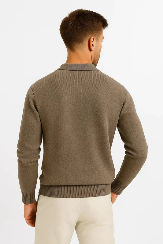 Men's Polo Sweater Cotton Blend Classic Knit Pullover with Structured Collar 2