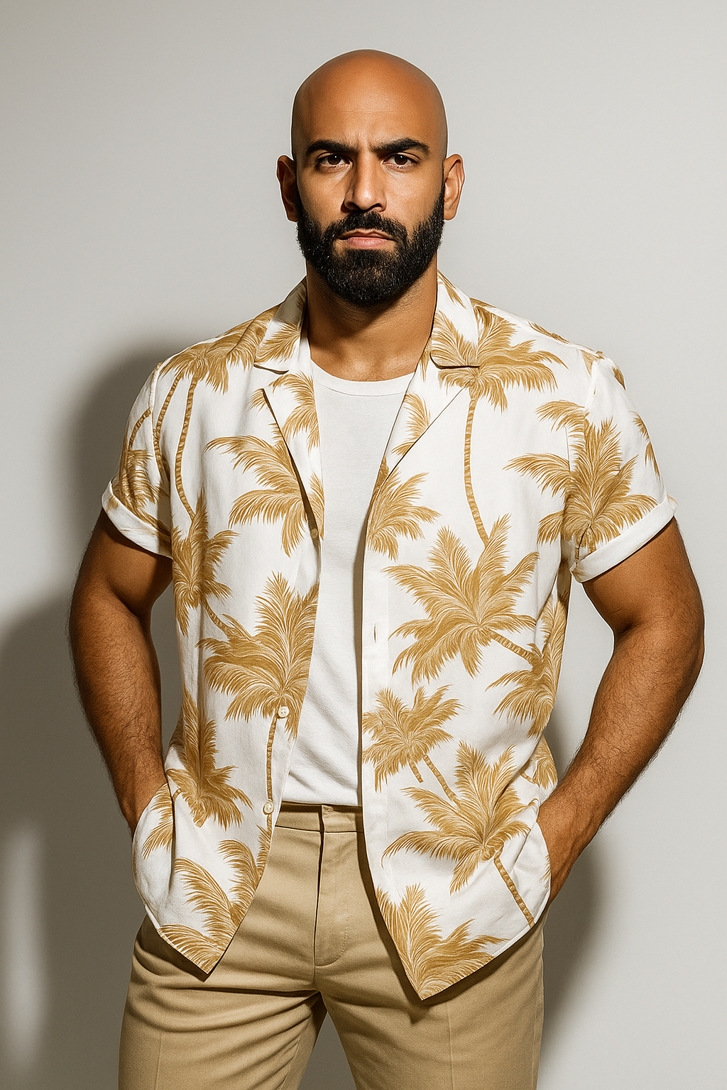 Men’s Printed Palm Shirt Lightweight Casual Short Sleeve 3