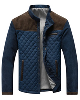 Men's Quilted Outerwear Jacket with Stand Collar and Snap Front 0