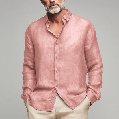 Men's Relaxed Long-Sleeve Shirt with Lapel Collar 8
