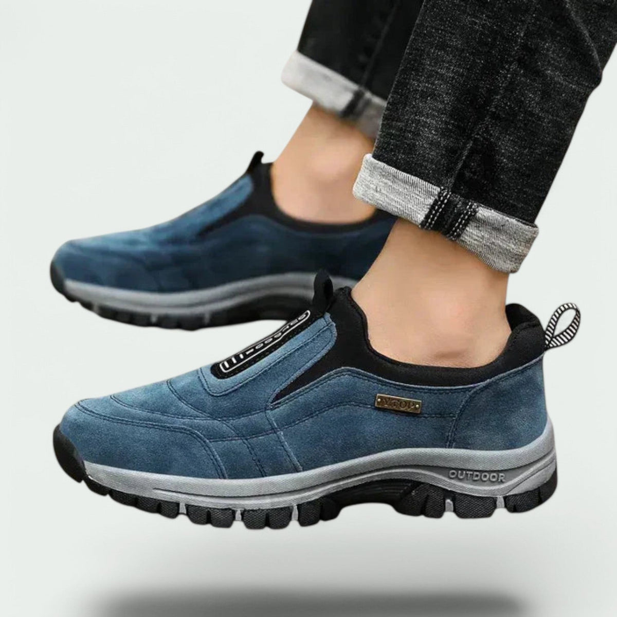 Men's Slip-On Suede Sneakers with Elastic Gores and Lug Outsole 5
