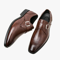 Men's Synthetic Dress Shoes with Monk Strap and Perforated Toe 0